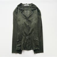 khaki open collar shirt