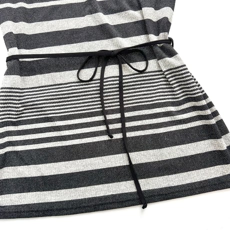 black×gray striped waist mark tunic