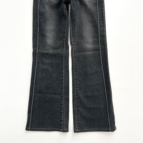 black denim side piping pants
