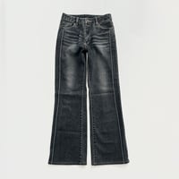 black denim side piping pants