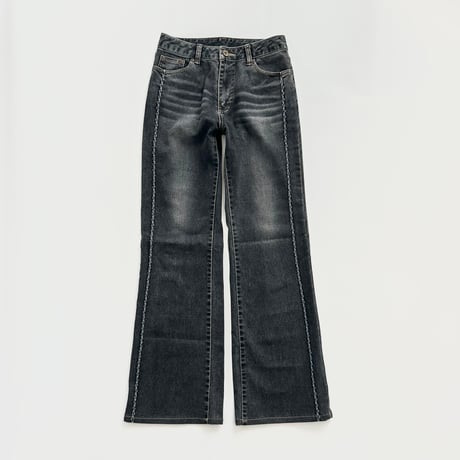 black denim side piping pants