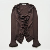 dark brown frill knit cardigan
