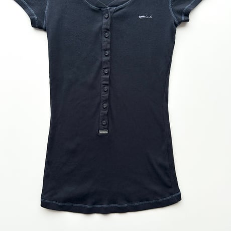 GAS navy henry neck rib tops