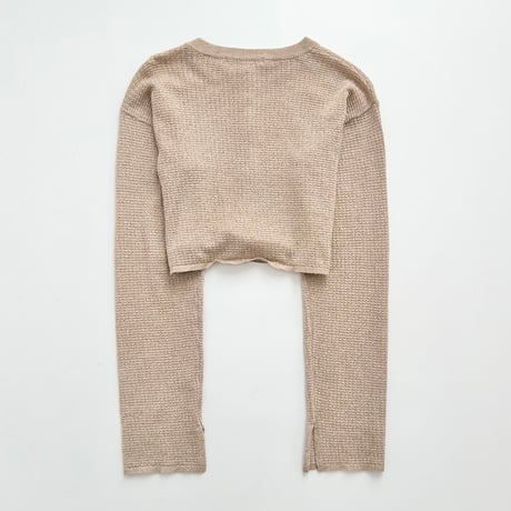 beige long sleeve knit cardigan