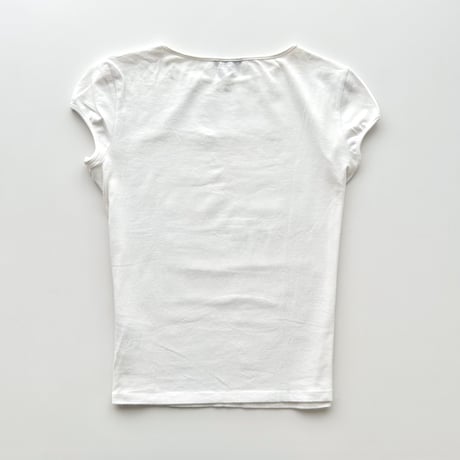 white printed puff sleeve T-shirts