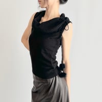 MORGAN high neck ribbon knit vest