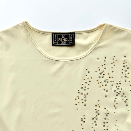 FENDI pale yellow rhinestone tops