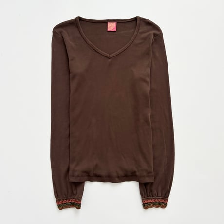brown embroidery long sleeves