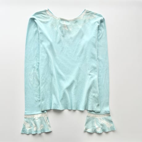 agnes b. blue lace printed tops