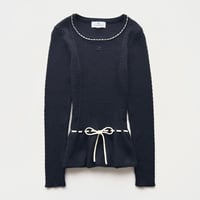 courreges navy logo waist mark knit