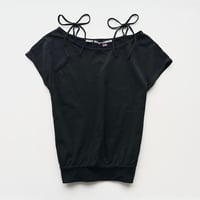 MARY QUANT black ribbon sweat tops