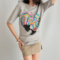 gray printed half sleeve T-shirts