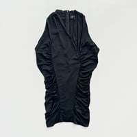 black gather drape sleeveless tops