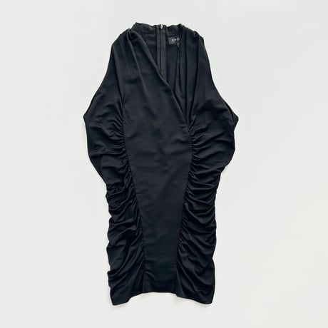 black gather drape sleeveless tops