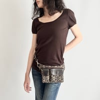 brown side shirring knit tunic