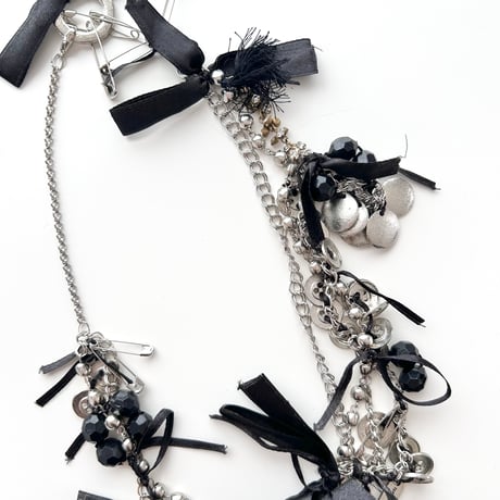 beads ribbon chain long necklace
