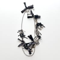beads ribbon chain long necklace