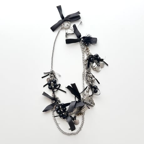 beads ribbon chain long necklace