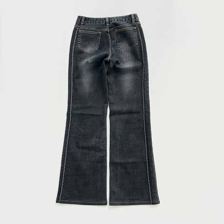 black denim side piping pants