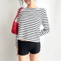 MOSCHINO navy×white striped tops