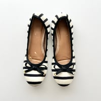 striped ribbon flat shoes 23cm