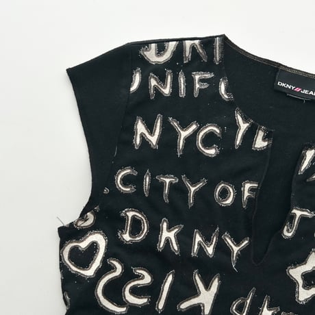 DKNY glitter logo key neck T-shirts