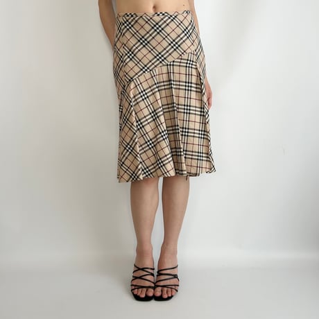 Burberry beige plaid pleats skirt