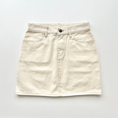 ivory denim stitch mini skirt