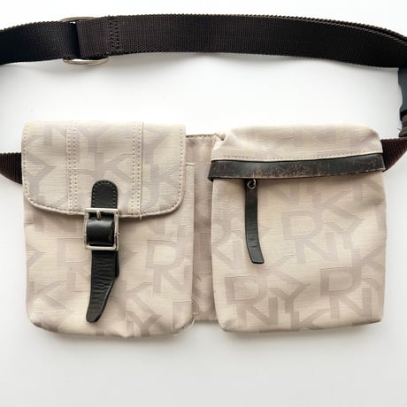 DKNY beige logo waist belt bag
