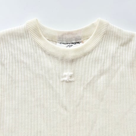courreges white logo rib knit