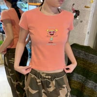 salmon pink printed T-shirts