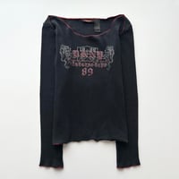 DKNY black logo printed rib tops