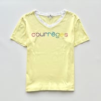courreges yellow logo printed T-shirts