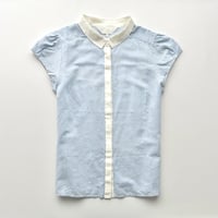 agnes b. blue striped short sleeve shirt