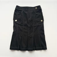 black piping tight pleats skirt