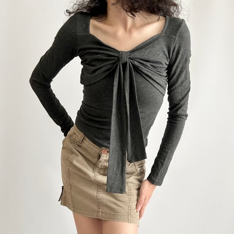 gray ribbon drape tops
