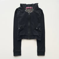 ANNA SUI navy cropped full zip hoodie