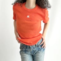 courreges orange logo knit tops