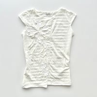 BEBE striped corsage asymmetry T-shirts