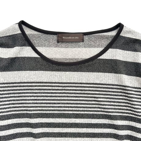 black×gray striped waist mark tunic