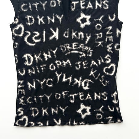 DKNY glitter logo key neck T-shirts