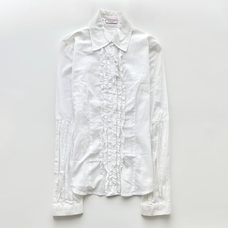 white frill cotton shirt