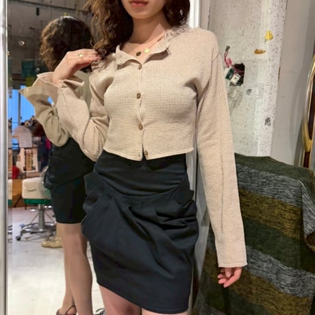 beige long sleeve knit cardigan