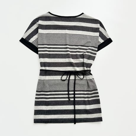black×gray striped waist mark tunic