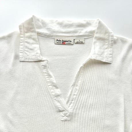 Ralph Lauren white open collar rib shirt