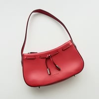 red leather lace up shoulder bag