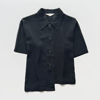 black asymmetry sheer shirt