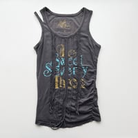 gray printed fringe tank top