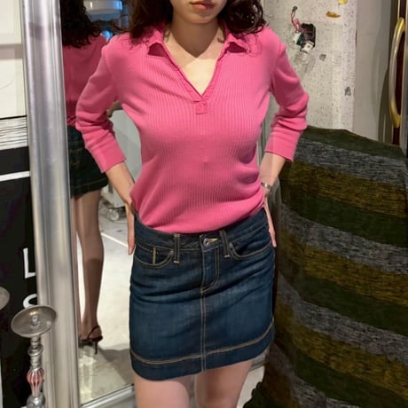 Ralph Lauren pink open collar tops