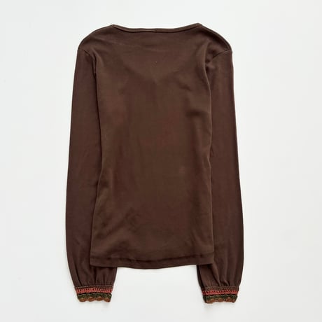 brown embroidery long sleeves